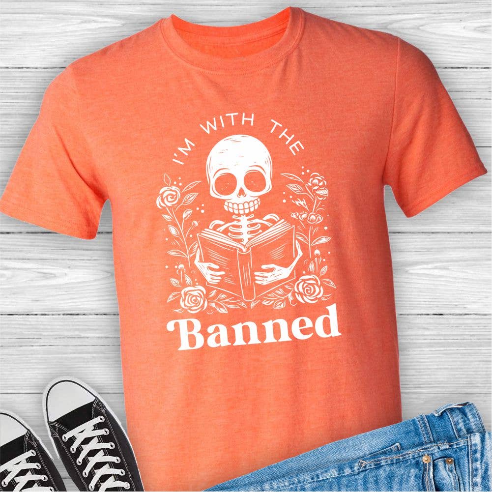 Suzy Swede - Wholesale Screen Printed T-Shirt - Women's - I'm With the Banned Tshirt | Books Read Book Bans Library1