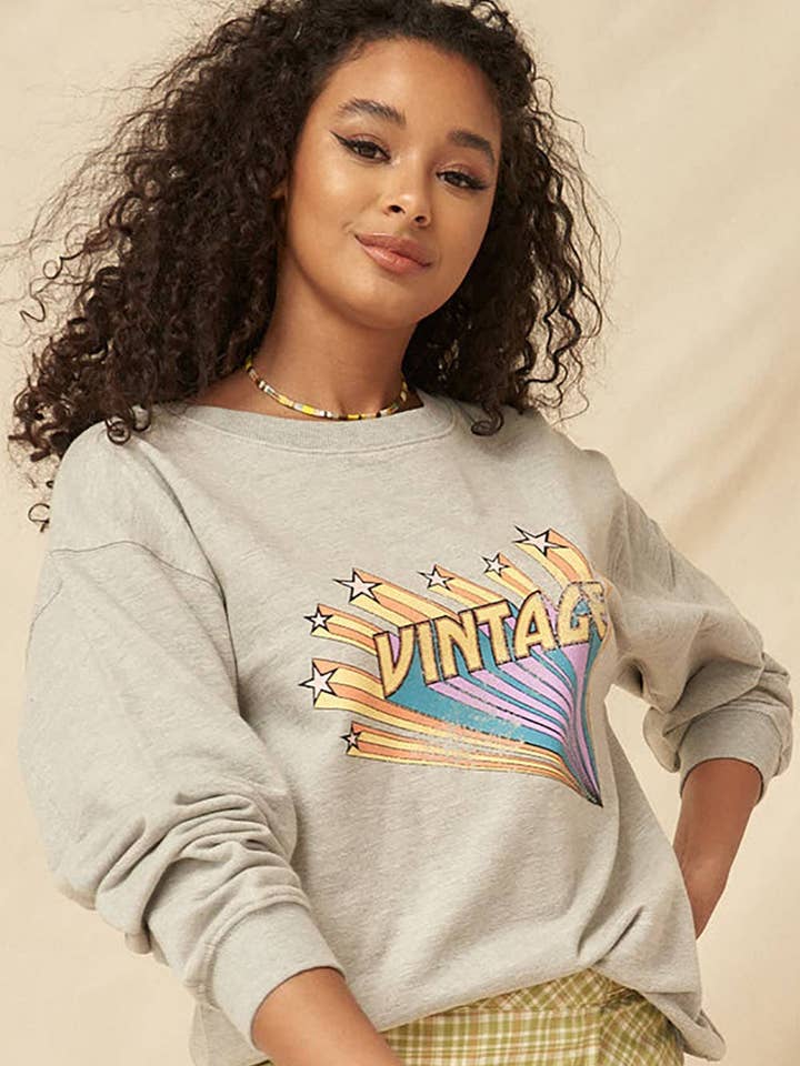 Vintage Stars French Terry Graphic Sweatshirt for wholesale by Vintage Canvas