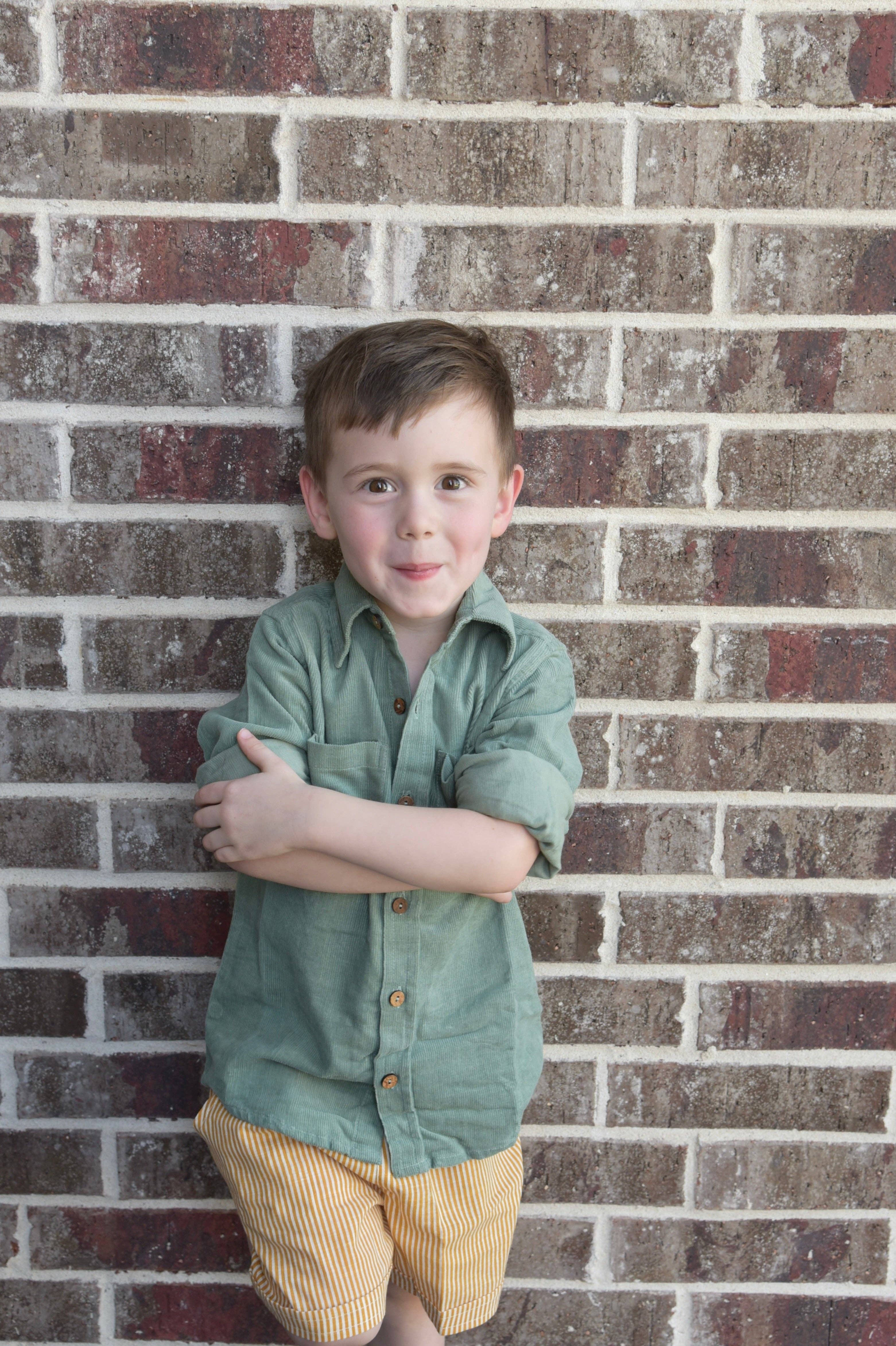 Yo Baby - Wholesale Button Down Shirt - Kids - Unisex Corduroy Shirt - Sage Green1