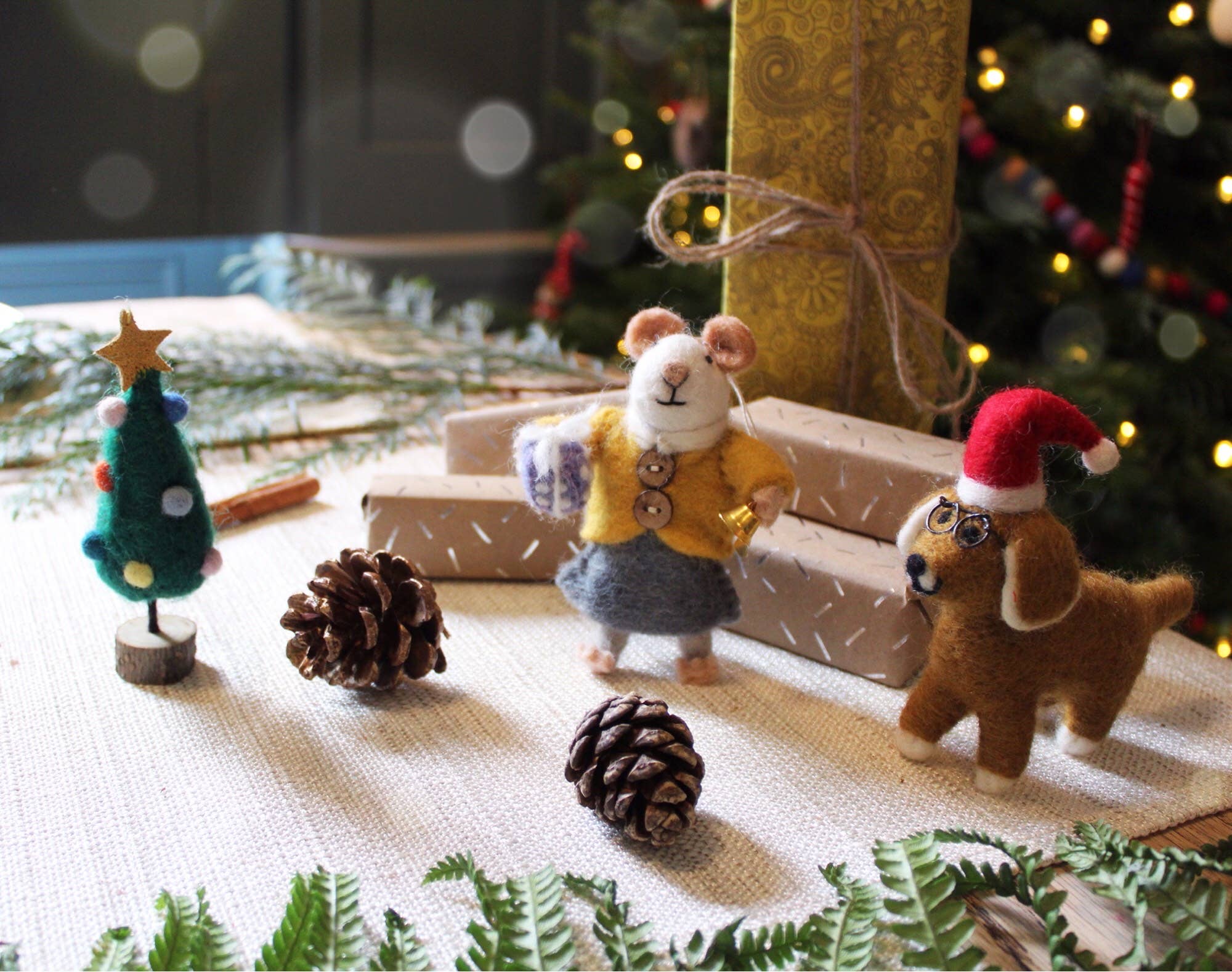 Felt So Good - Wholesale Ornament - Handmade Felt Agnes Mouse Fair Trade Hanging Decoration2