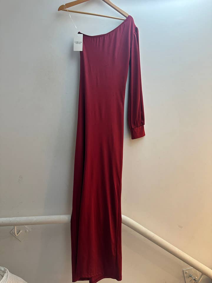 LORIANE – Engroshandel Kjole - Dame – 9724 Lang ensfarvet kjole7