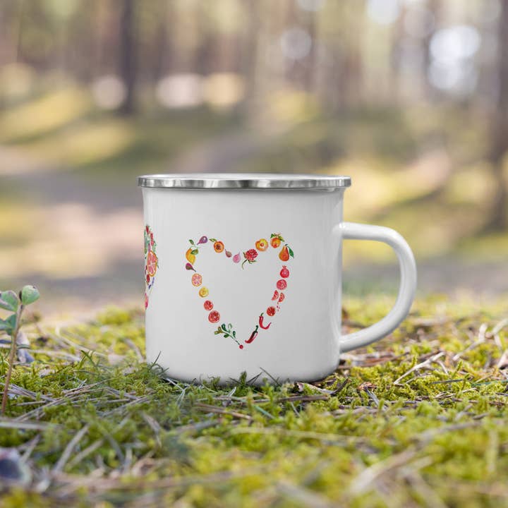 Forest Feast Love Enamel Mug for wholesale by The Forest Feast