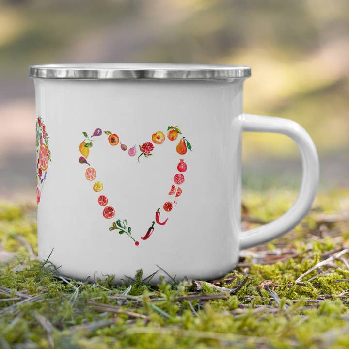 Forest Feast Love Enamel Mug for wholesale by The Forest Feast
