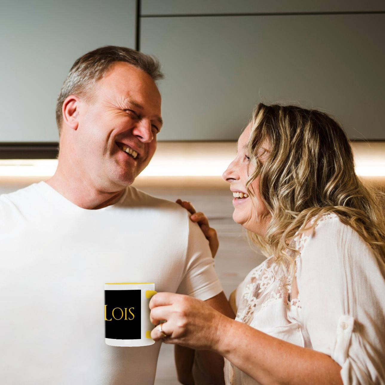 3dRose – wholesale Coffee mug – 3dRose, Lois common well known female name in the USA. Yellow, black amulet, Mug3