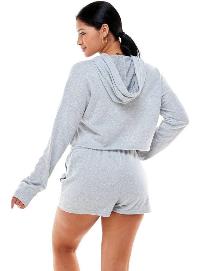Veracci - Wholesale Lounge Set - Women's - Brushed Knit Jogger Pullover Hoodie Short Set8