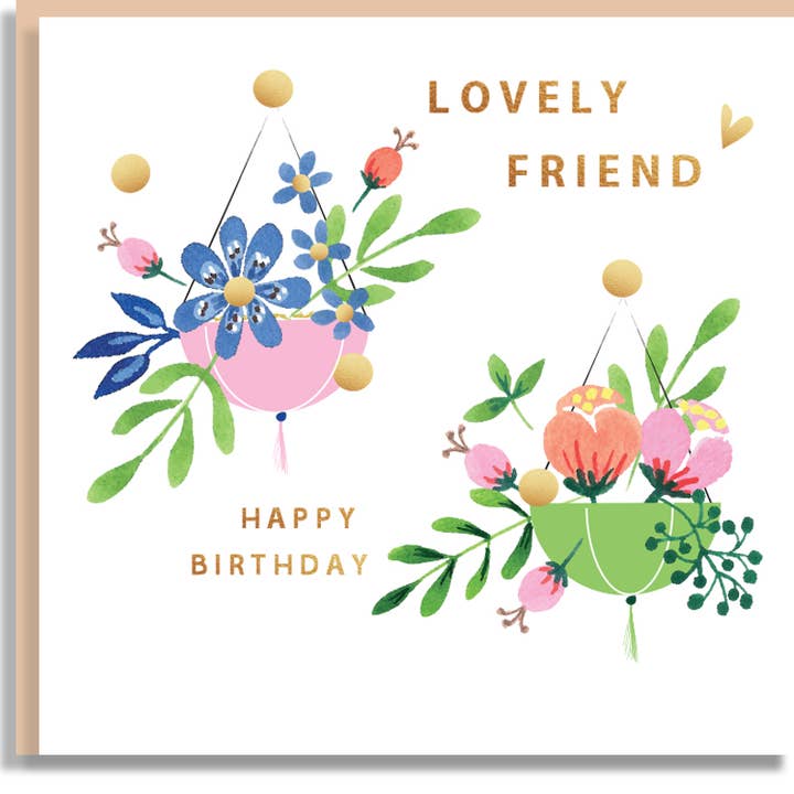 SABIVO Design – wholesale Birthday card – Birthday Floral Baskets for a Friend Glitter Card B35