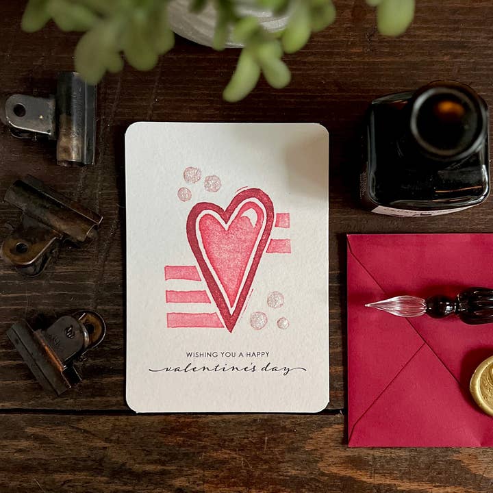 CARVED Happy Heart | FLAT Valentine Cards | BOX of 12 for wholesale by Originals Paper Art