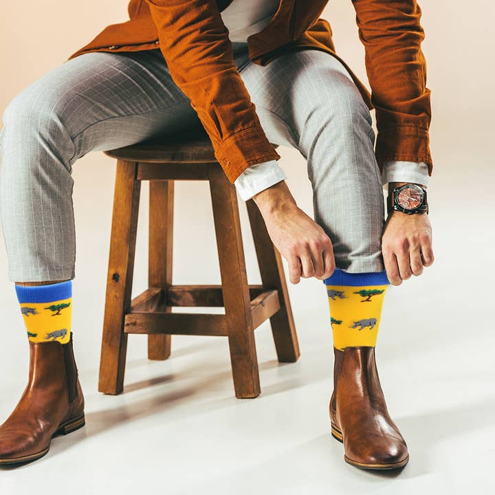 Real Sic – Engroshandel Strømper - Unisex – Sick Sokker - Rhino - Eksotiske Dyr Casual