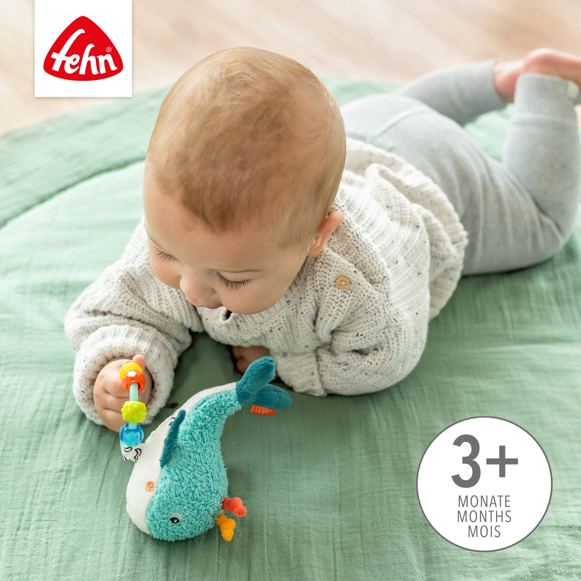 Fehn – Großhandel Handrassel – Baby – Perlenring Wal - Greifling & Motorikspielzeug2