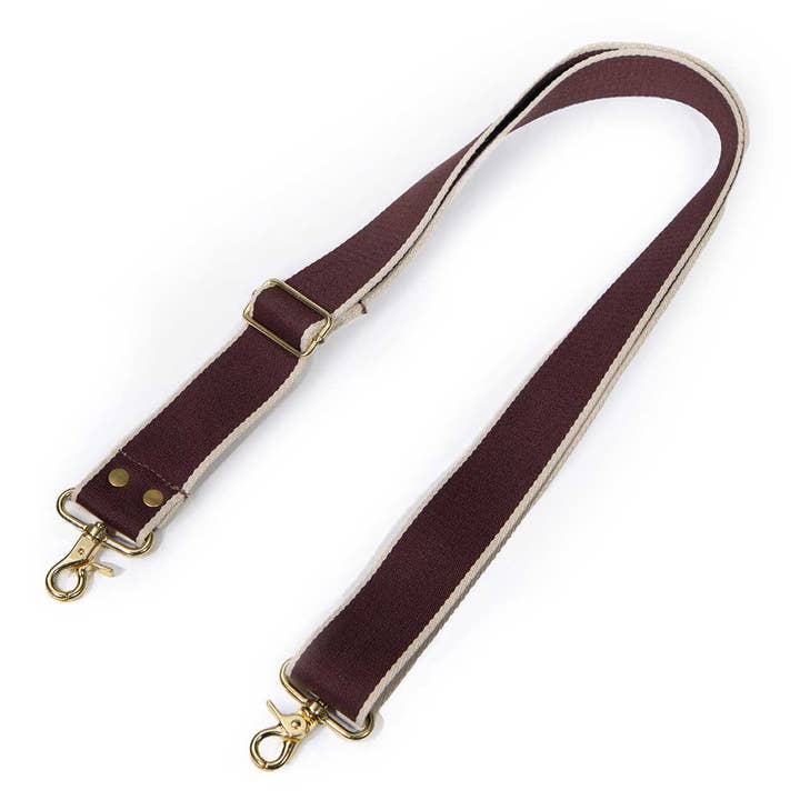 Bandolera o bandolera de algodón a rayas, color burdeos y marfil para venta al por mayor de General Knot & Co.