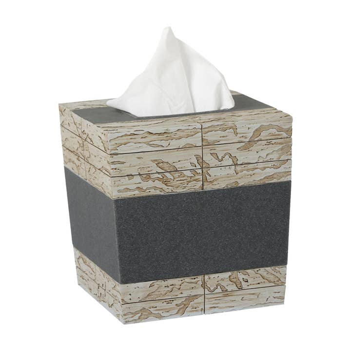 Rustieke stenen stof en cement vierkante tissuedoos voor wholesale door nu steel