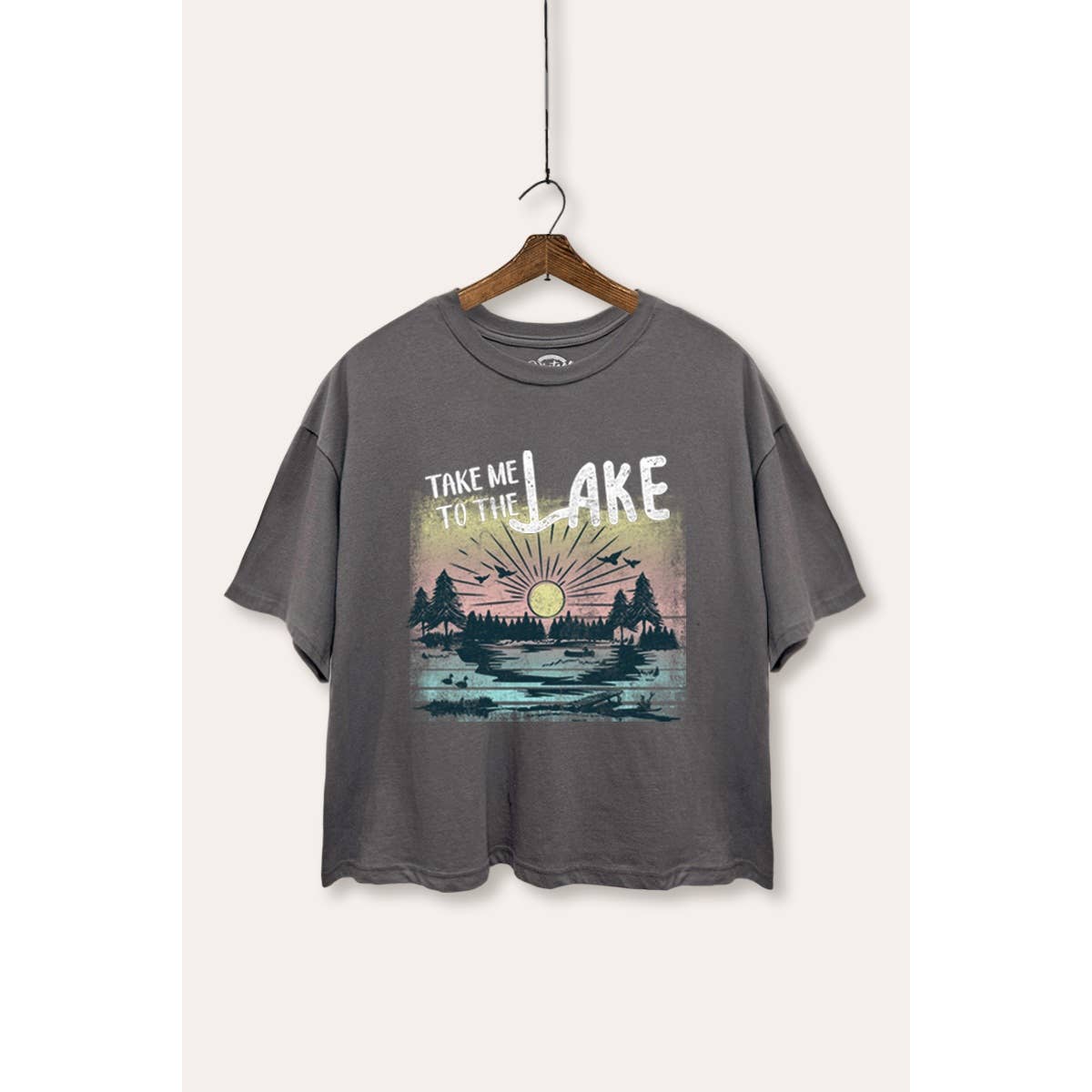 PINK NABI - Wholesale T-Shirt (Graphic) - Women's - TAKE ME TO THE LAKE GRAPHIC BOXY COTTON CROP TOP1