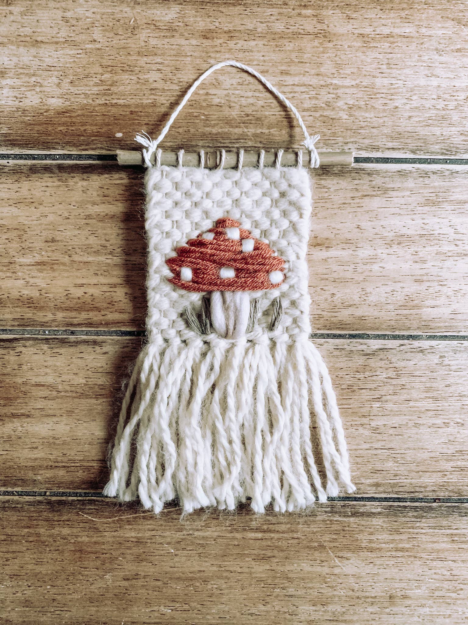 Hippie & Fringe - Wholesale Tapestry/Textile - Mini Macrame Woven Wall Hanging - Boho Mushroom Design1