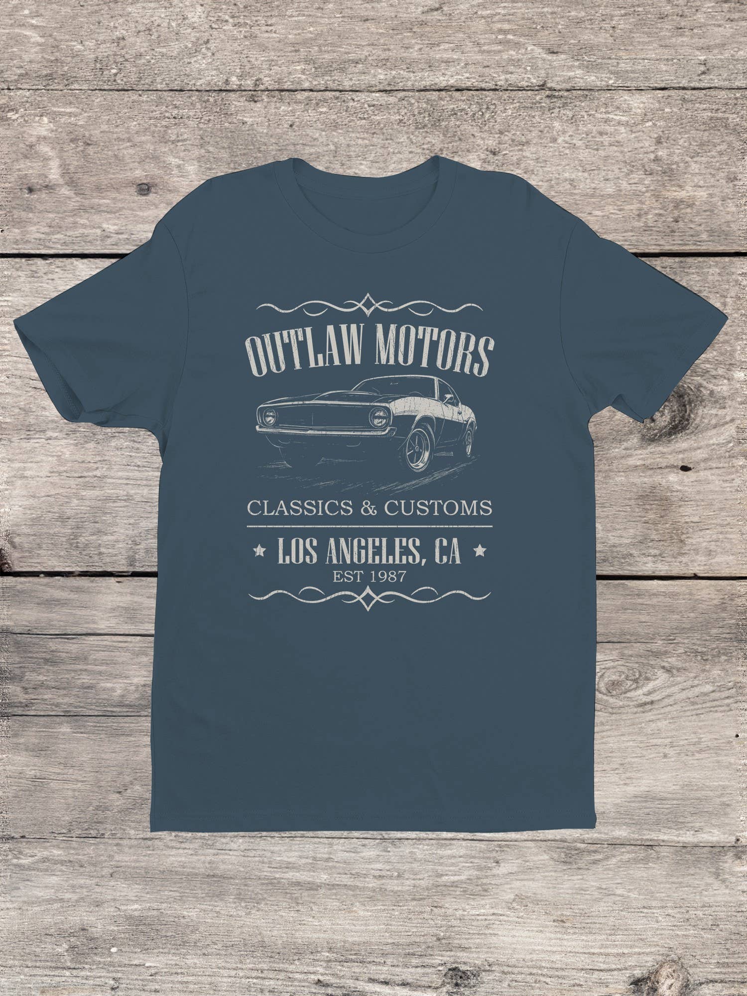 Swift Retail - Wholesale T-Shirt - Men's - Outlaw Motors Classic Cars Design Men's T-shirt1