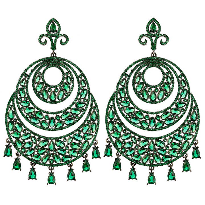 Lysekrone Øreringe - Grøn for engroshandel hos JCM London