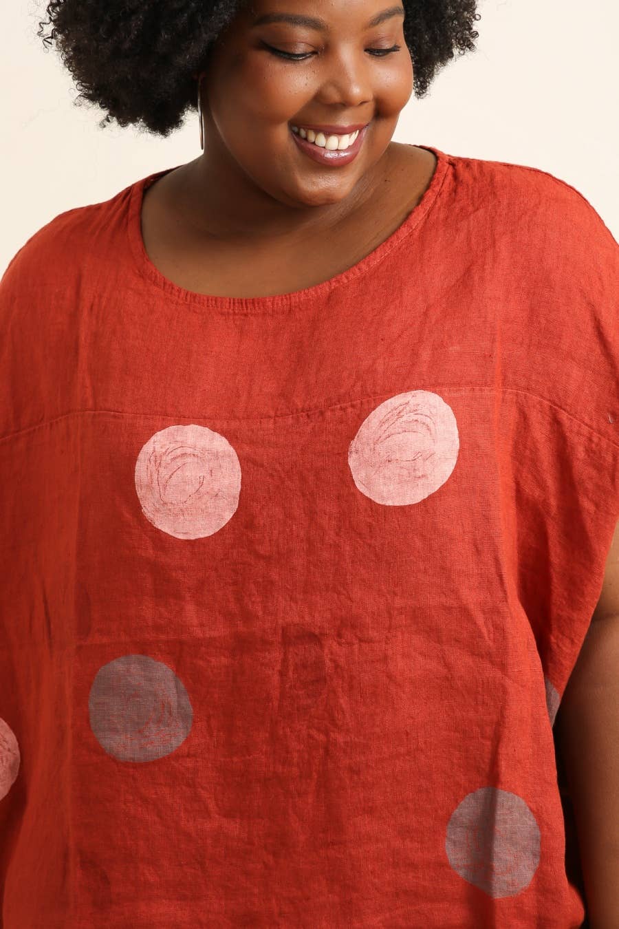 Lea & Luc - Grandes Tailles - Vendita all'ingrosso Tunica - Donna - Tunic in lino taglie comode con stampa a cerchi7