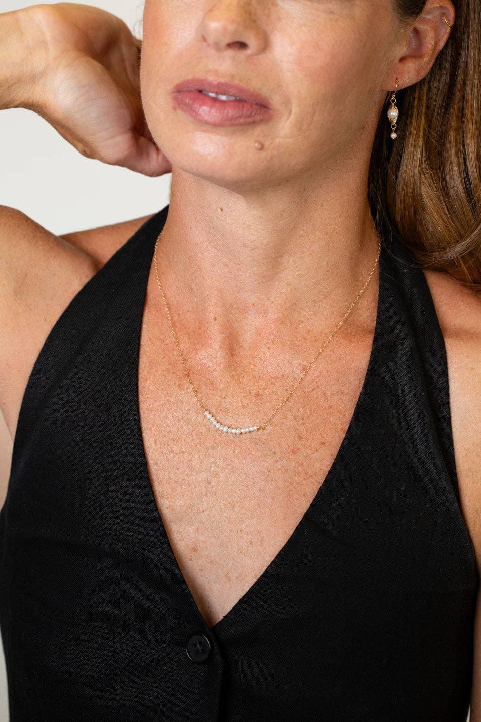 Anne Vaughan Designs Jewelry - Wholesale Kralen/parelketting - Birthstone 16-18" June Gold Pearl Bar ketting1