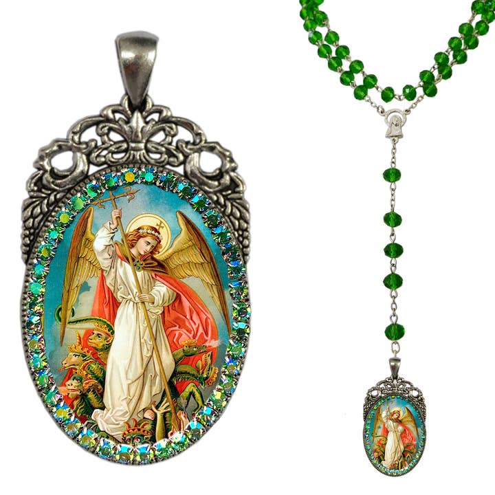 MariaSantissimaShop - Wholesale Prayer Beads Necklace - Divine Guardian's Gleam: Victorian Saint MichaelÂ