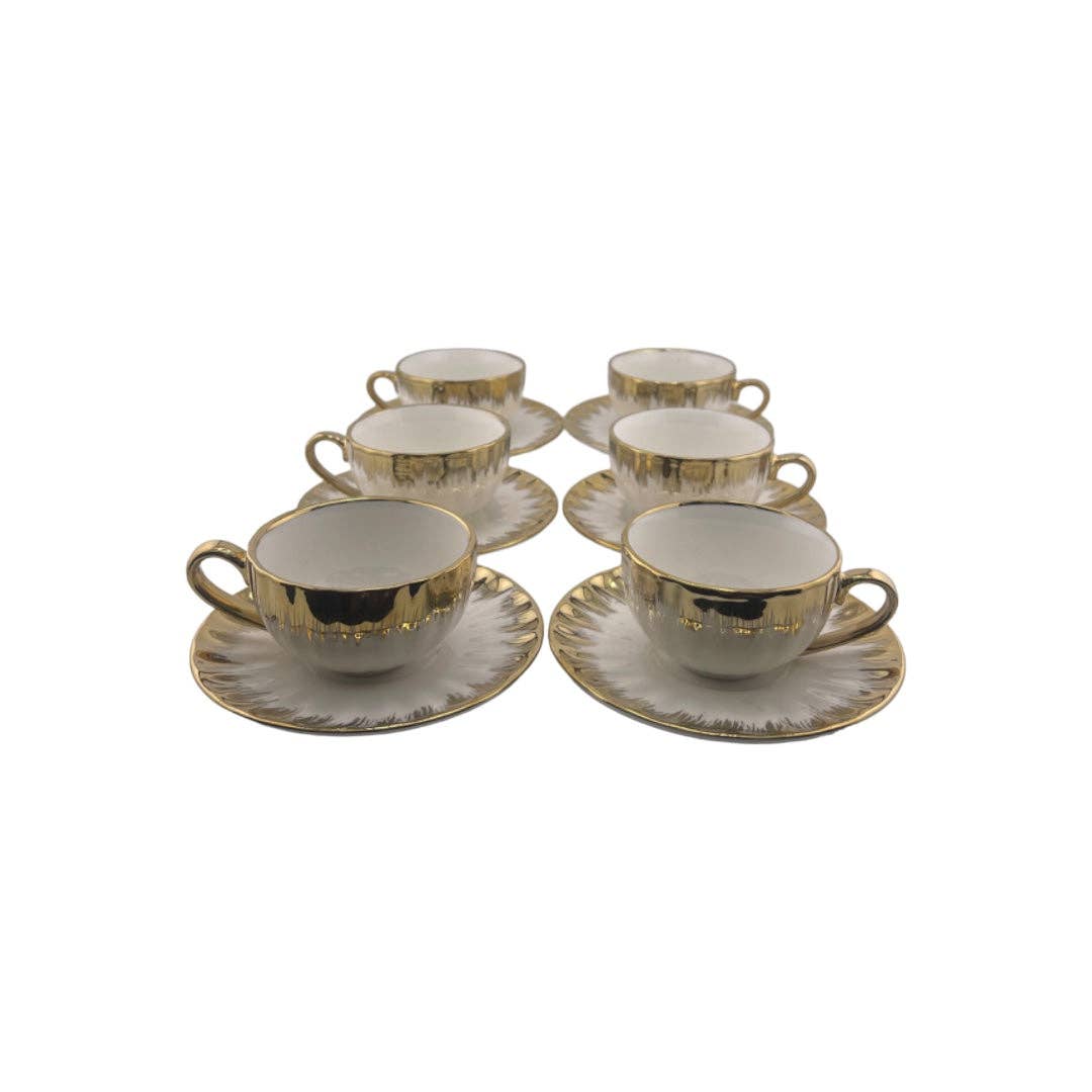 Atar Gifts - Wholesale Tea Set - White Tea and Coffee Set with Gold Accents0