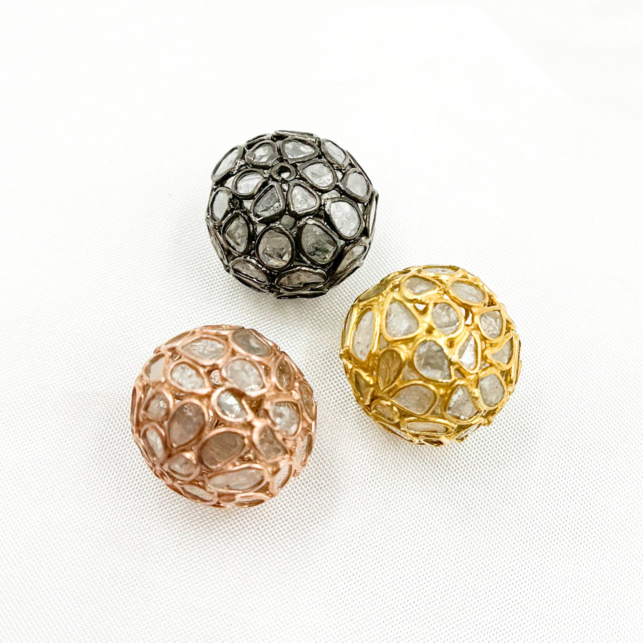 Tresor Jewelry Inc. - Wholesale Kralen - DC731. Diamant & Sterling Zilver Ronde Kraal1