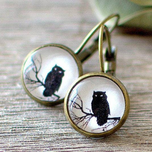 Zwarte uil oorbellen voor wholesale door Juju Treasures