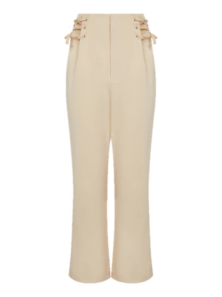 Nude High Waisted Trousers for wholesale by ANULA