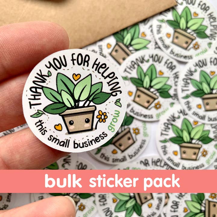 Cute Thank You Packing Stickers, 1.67" Water Resistant Round for wholesale by BootsTees