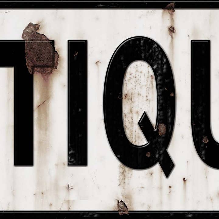 Rustikales antikes gerahmtes Metallschild, geprägt, 32 x 12 für den Großhandel von inVintage