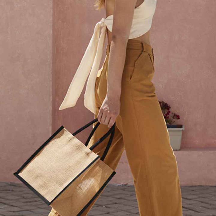 Westford Mill - Natural Starched Jute Midi Tote Bag and other Purchase Wholesale x over bag. Free Returns & Net 60 Terms on Faire trending on Faire.