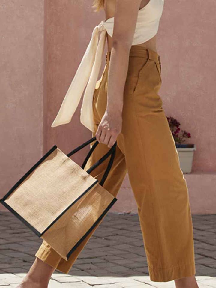 Westford Mill - Natural Starched Jute Midi Tote Bag for wholesale by Pierre Francis