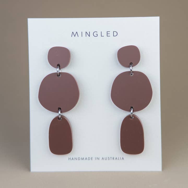 Petra | Statement Earrings - Nutmeg Brown for wholesale by Mingled