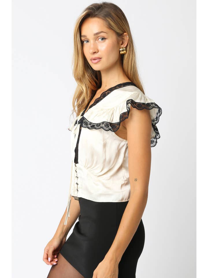 Olivaceous - Wholesale Blouse - Women's - Janiah Laced Top1