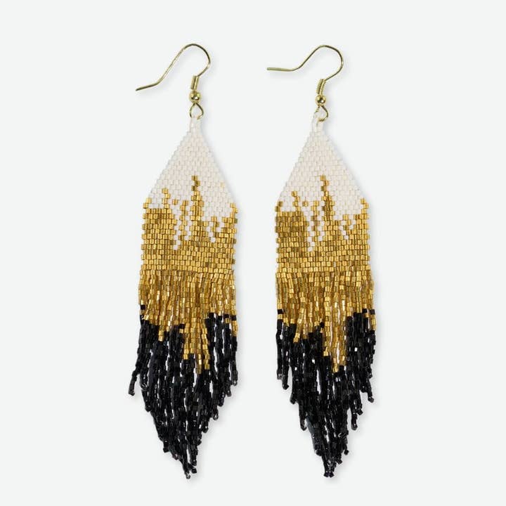 Claire Ombre Beaded Fringe Earrings Black Wholesale for wholesale by INK + ALLOY