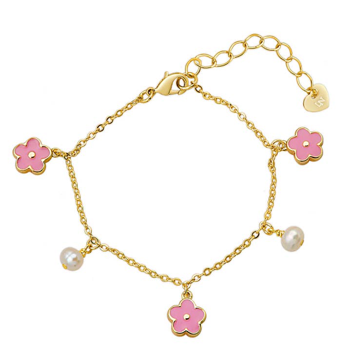 Flowers and Pearls Charm Bracelet for wholesale by Lily Nily