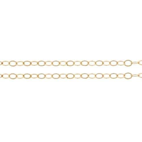 Chaîne à maillons plats 2,8x2 mm en or rempli 14Kt - Bobine de 100 pieds pour la vente par Plazko
