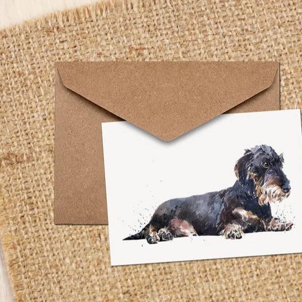 Wirehaired Dachshund II Greeting/Note Cards for wholesale by edswatercolours