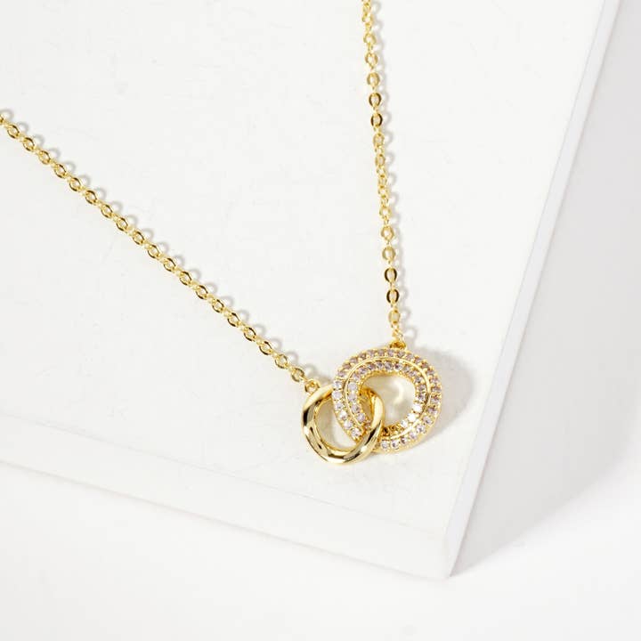 Interlocking Circles Pendant 18K-Gold-Dipped Necklace for wholesale by OHBOOBA DESIGN