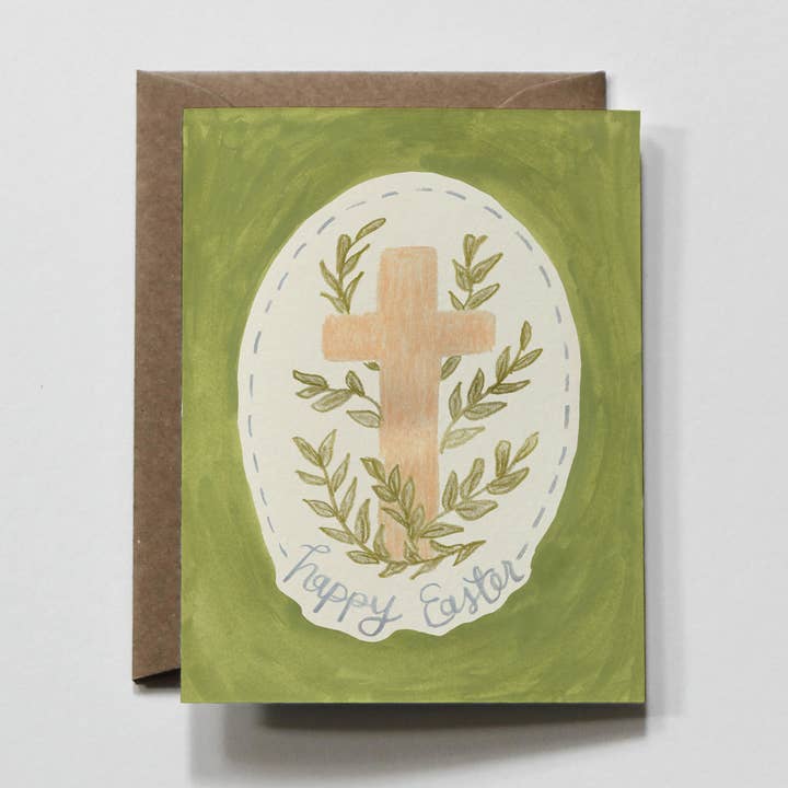 Pâques classique | Carte de vœux de Pâques avec croix religieuse pour la vente par everglow handmade