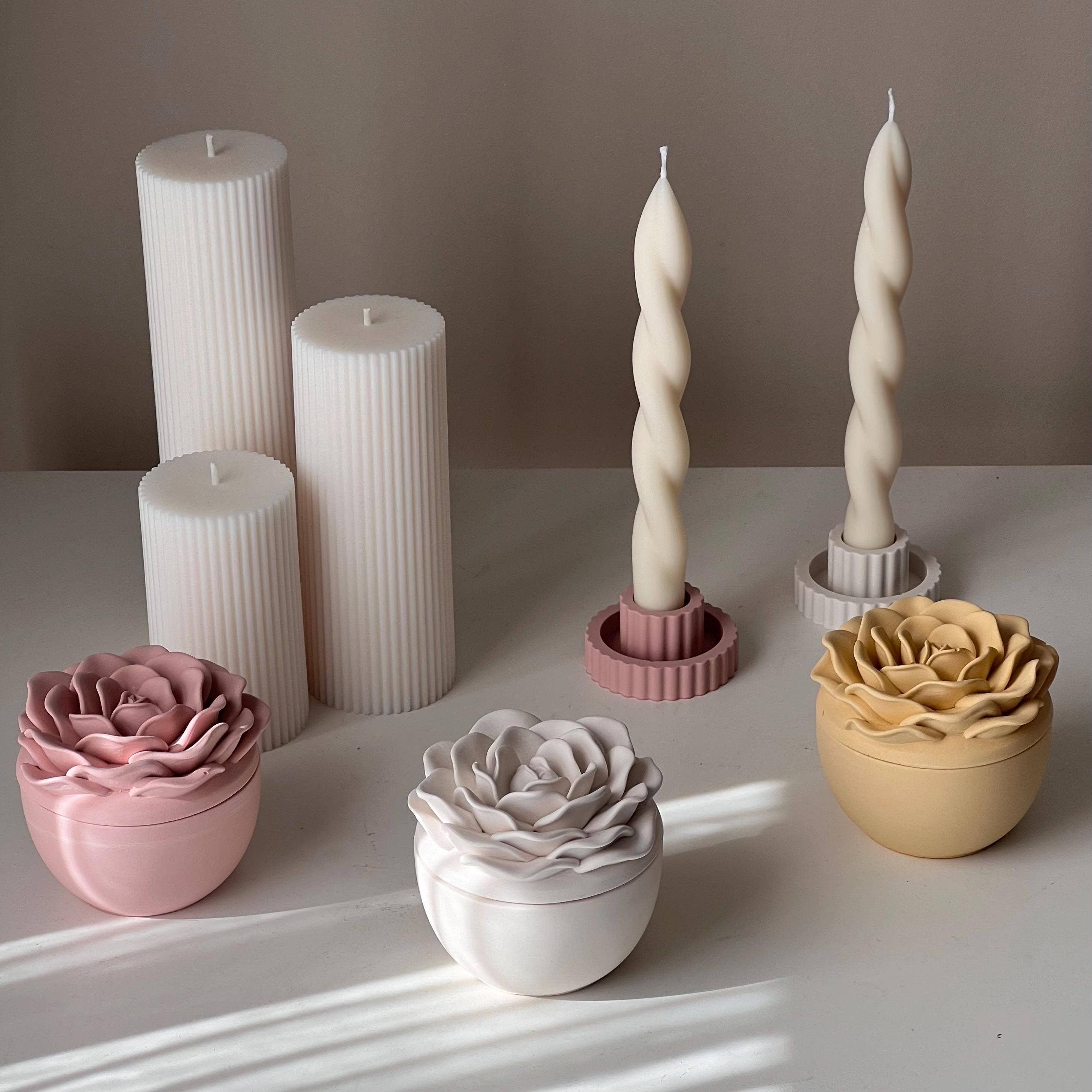 Estelle Studio - Wholesale Jar/Filled Candle - Rose Soy Wax Candle in Jesmonite Jar: Handmade Scented Candle1