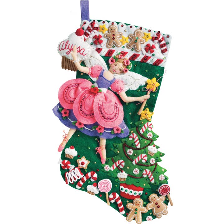 Plaid Crafts - Wholesale Craft Sewing Kit - Bucilla Christmas Sugar Plum Fairy Felt Stocking Kit