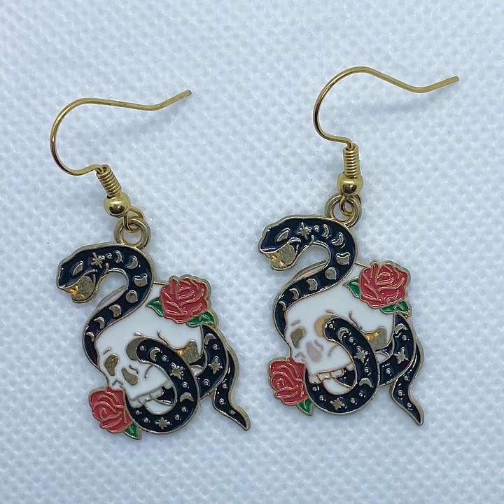Brincos de caveira e cobra por atacado de Trinkerbell Jewelry