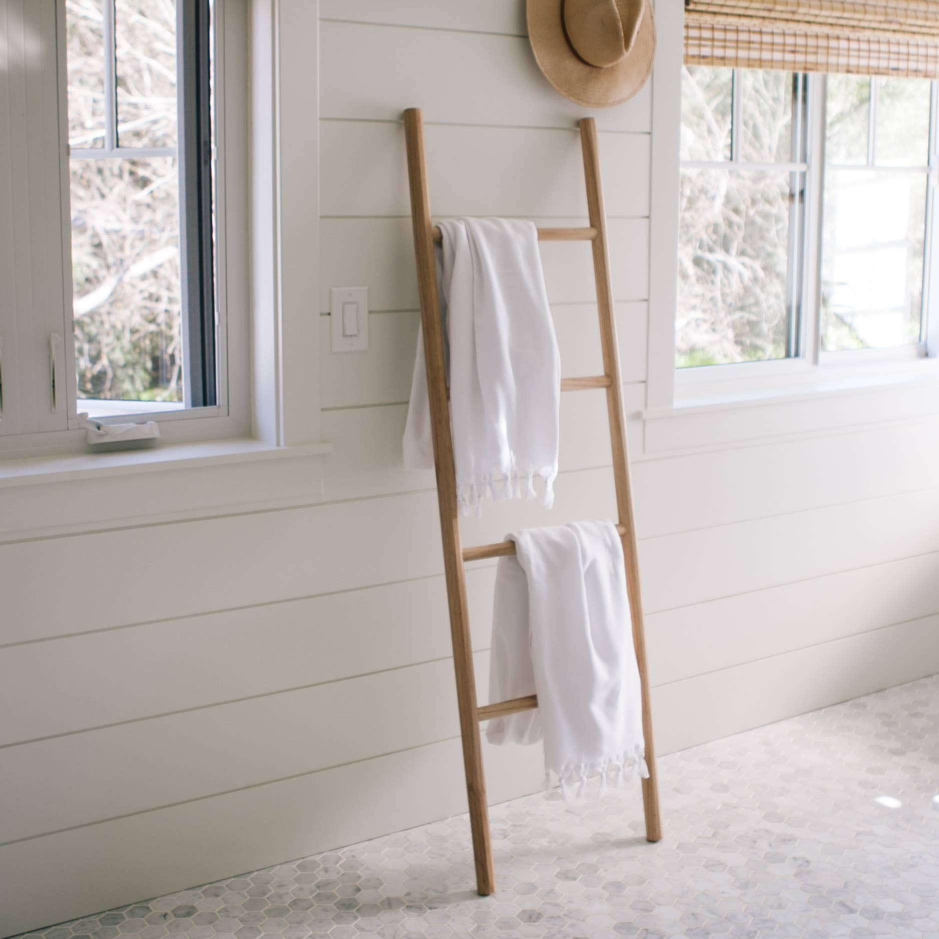 Sandstone & Sage - Wholesale Free Standing Shelf - Handmade Wooden Blanket Ladder4