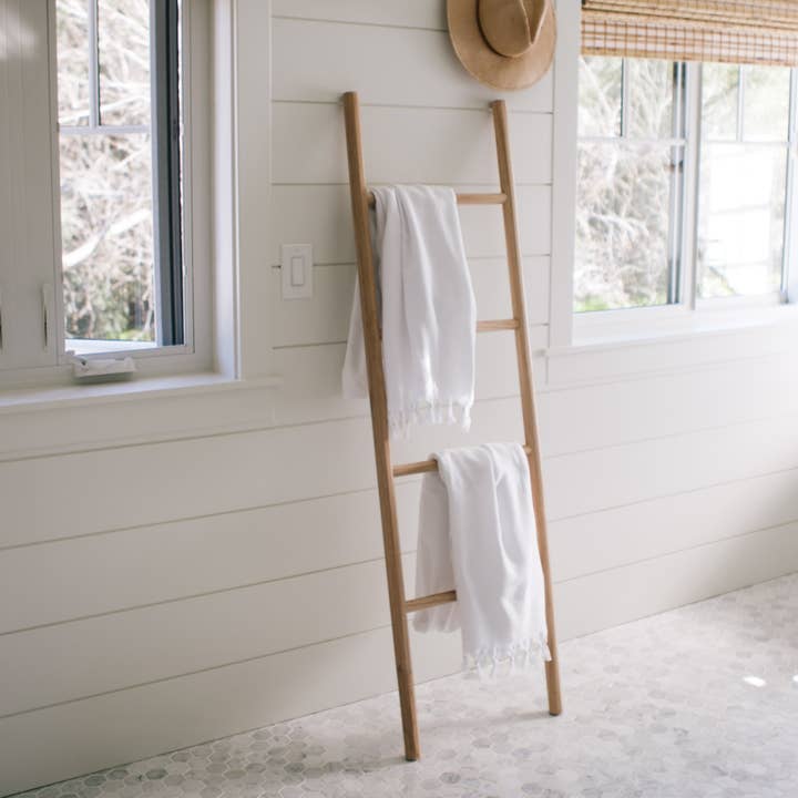 Sandstone & Sage - Wholesale Free Standing Shelf - Handmade Wooden Blanket Ladder4