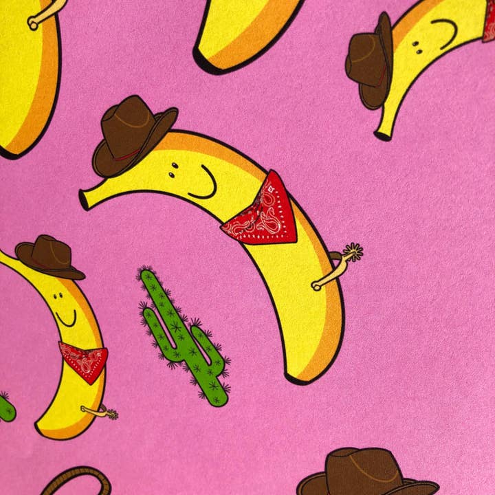 PaintsPylons - Wholesale Flat Wrap - Cowboy Banana Wrapping Paper - 10 Sheets2