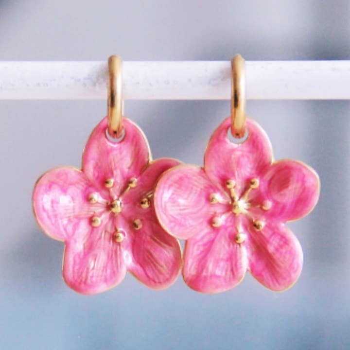 Rostfria stålringar med XL-blomma - rosa för wholesale av Bazou