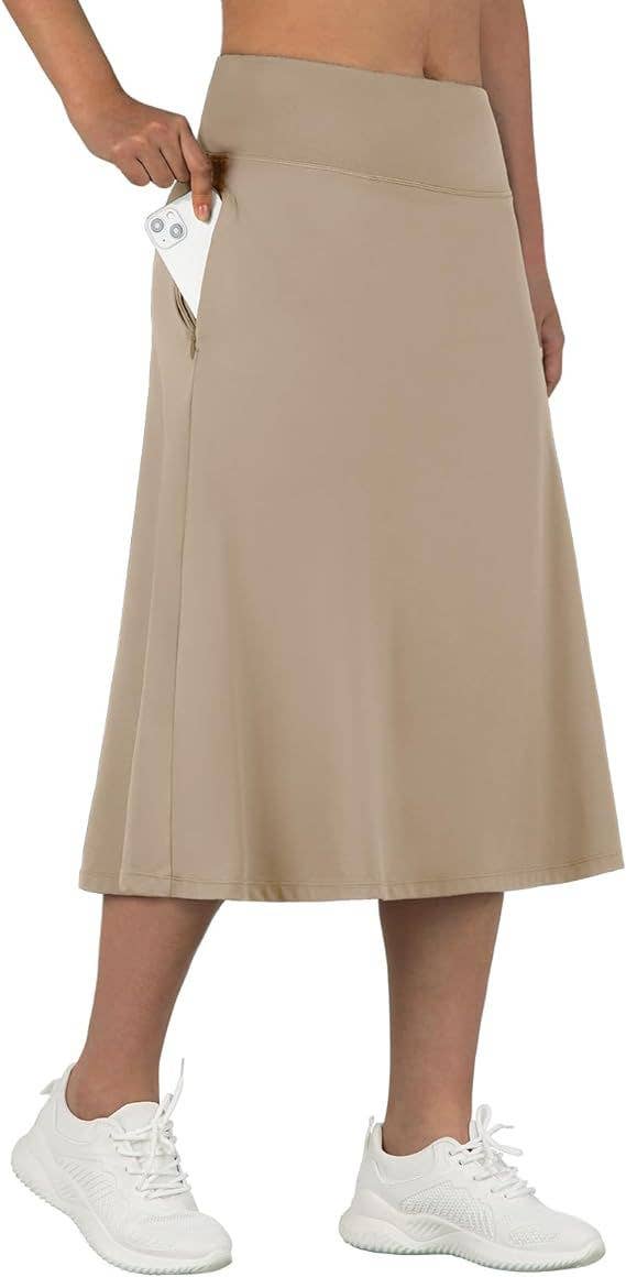 Suhkasana – wholesale Kjol - Dam – Damers högmidjade A-linjekjol med fickor – Ledig sportkjol7