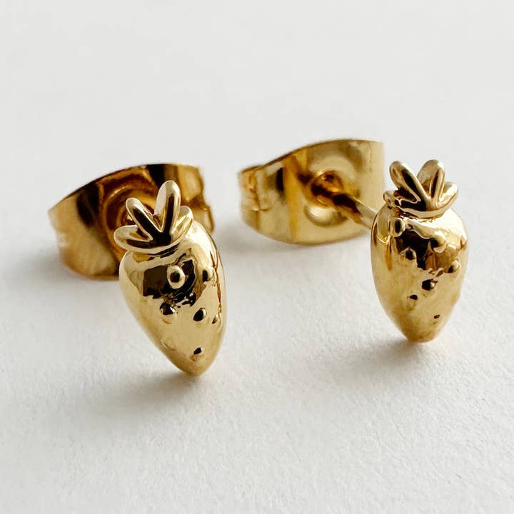 Strawberry Stud Earrings for wholesale by Honeycat Jewelry
