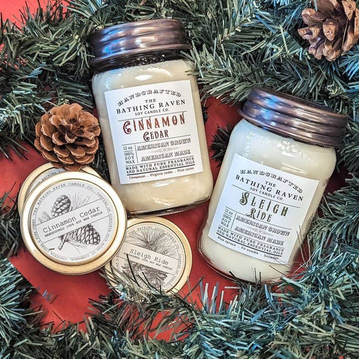The Bathing Raven Candle Co. - Wholesale Travel Candles - Sleigh Ride | Petite Gold Collection Soy Candle