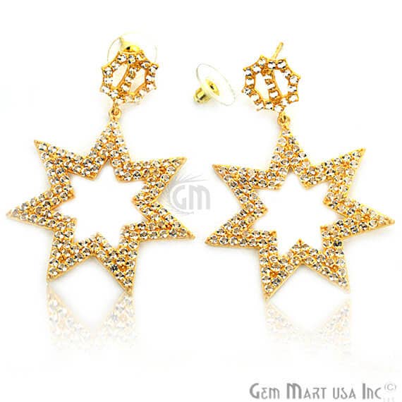 Gold Vermeil Studded With Micro Pave White Topaz 58x34mm for wholesale by GemMartUSA