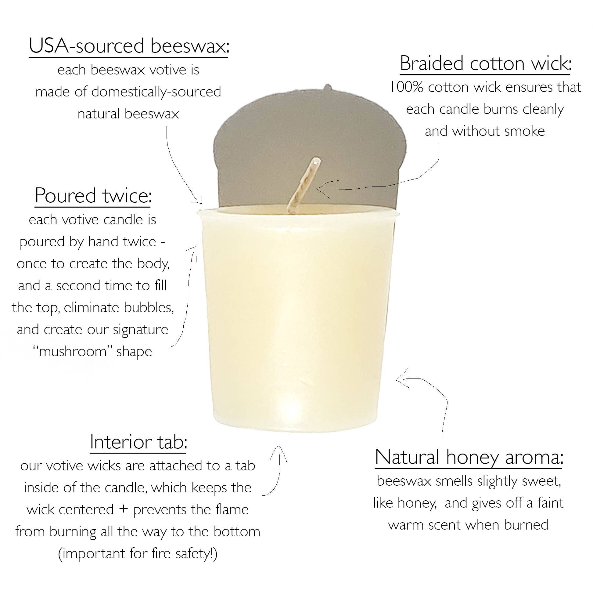 Mole Hollow Candles - Vente Bougie votive - Bougies votives en cire d'abeille ivoire, mèche en coton 100 % cire d'abeille2